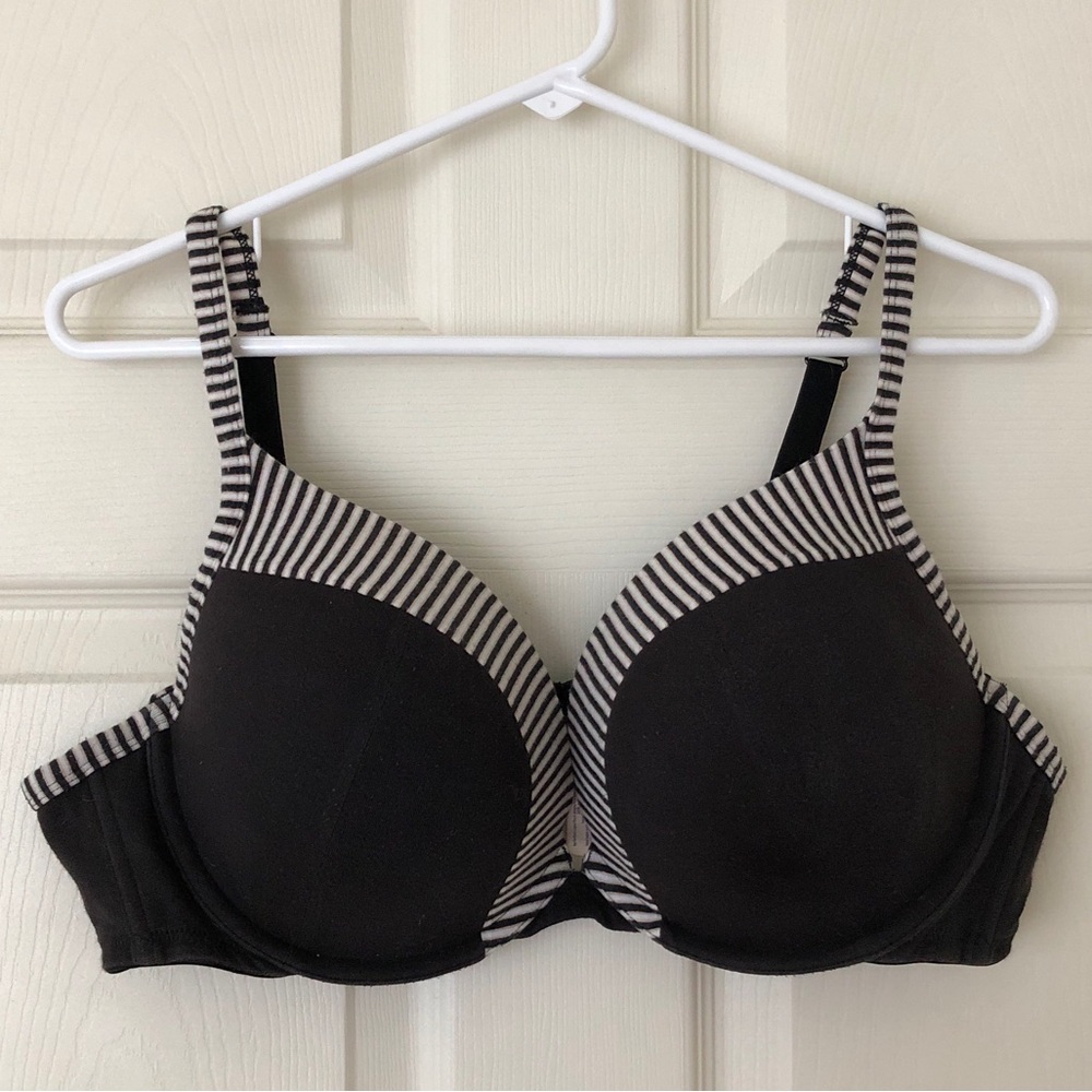 Cacique Padded Underwire Push-up Bra Cotton Spandex Black & White Size 44C - Picture 2 of 9